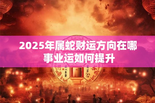 2025年属蛇财运方向在哪 事业运如何提升 2025年属蛇财运方向在哪 事业运如何提升