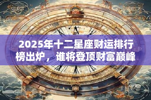 2025年十二星座财运排行榜出炉，谁将登顶财富巅峰
