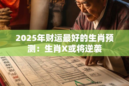 2025年财运最好的生肖预测：生肖X或将逆袭