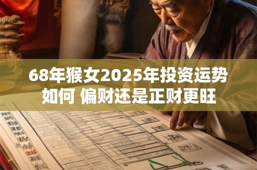 68年猴女2025年投资运势如何 偏财还是正财更旺