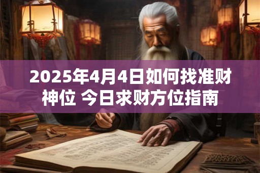 2025年4月4日如何找准财神位 今日求财方位指南