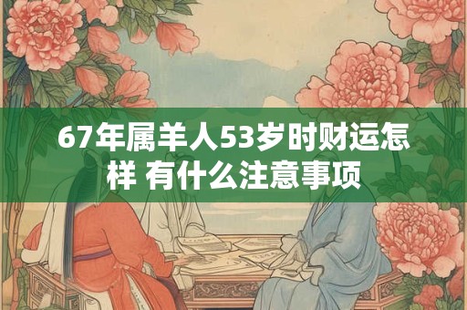 67年属羊人53岁时财运怎样 有什么注意事项