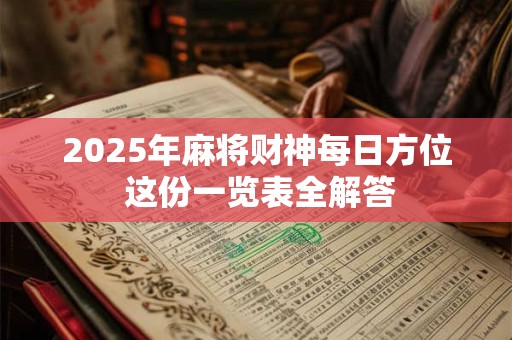 2025年麻将财神每日方位 这份一览表全解答