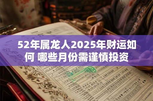 52年属龙人2025年财运如何 哪些月份需谨慎投资
