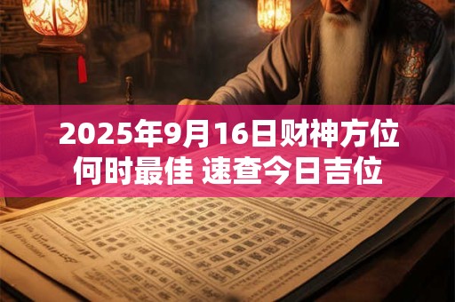 2025年9月16日财神方位何时最佳 速查今日吉位
