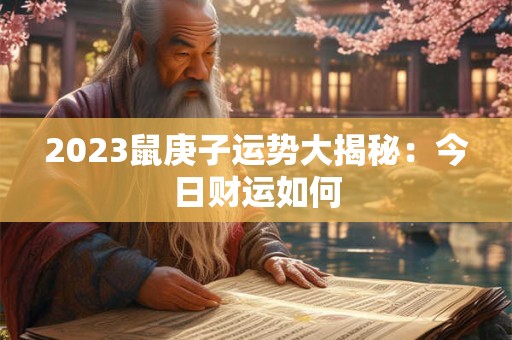 2023鼠庚子运势大揭秘：今日财运如何