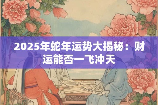 2025年蛇年运势大揭秘：财运能否一飞冲天