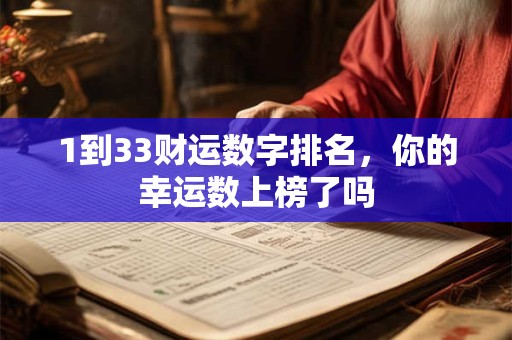 1到33财运数字排名，你的幸运数上榜了吗