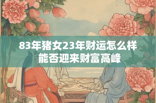 83年猪女23年财运怎么样 能否迎来财富高峰