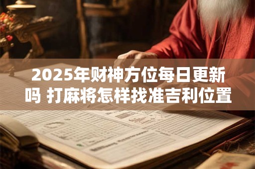 2025年财神方位每日更新吗 打麻将怎样找准吉利位置