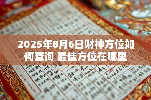 2025年8月6日财神方位如何查询 最佳方位在哪里