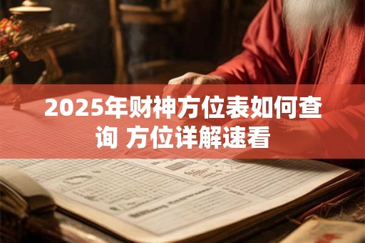 2025年财神方位表如何查询 方位详解速看