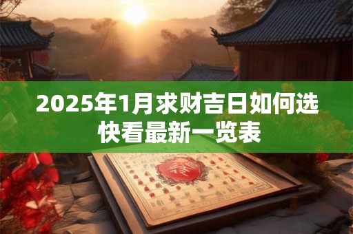 2025年1月求财吉日如何选 快看最新一览表