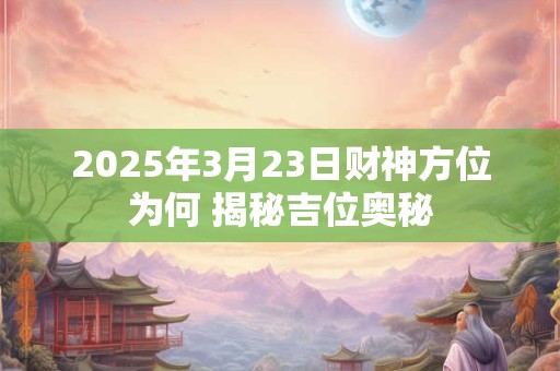 2025年3月23日财神方位为何 揭秘吉位奥秘