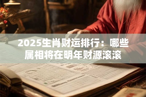 2025生肖财运排行：哪些属相将在明年财源滚滚