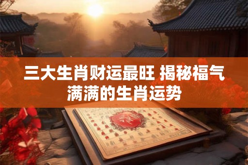 三大生肖财运最旺 揭秘福气满满的生肖运势