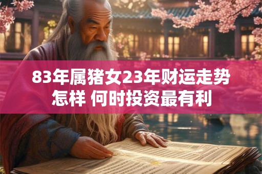 83年属猪女23年财运走势怎样 何时投资最有利