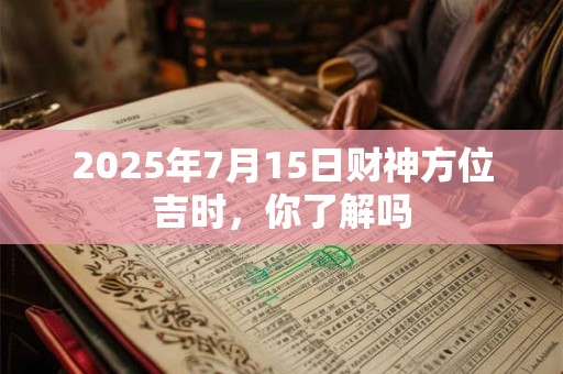 2025年7月15日财神方位吉时，你了解吗