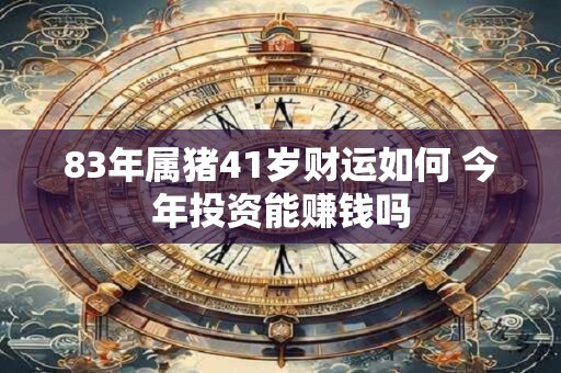 83年属猪41岁财运如何 今年投资能赚钱吗