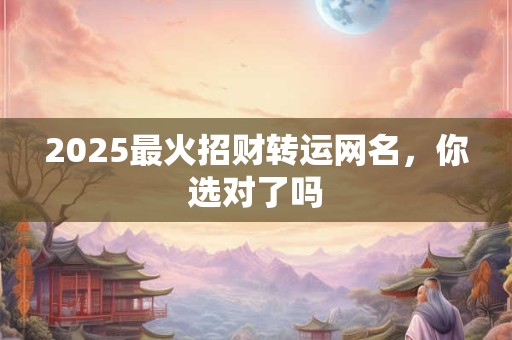 2025最火招财转运网名，你选对了吗