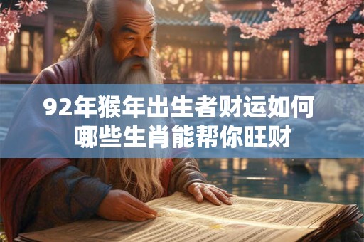 92年猴年出生者财运如何 哪些生肖能帮你旺财