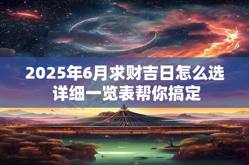 2025年6月求财吉日怎么选 详细一览表帮你搞定