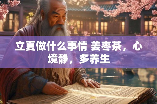 立夏做什么事情 姜枣茶，心境静，多养生