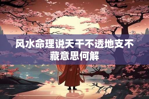 风水命理说天干不透地支不藏意思何解