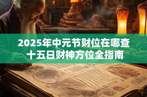2025年中元节财位在哪查 十五日财神方位全指南