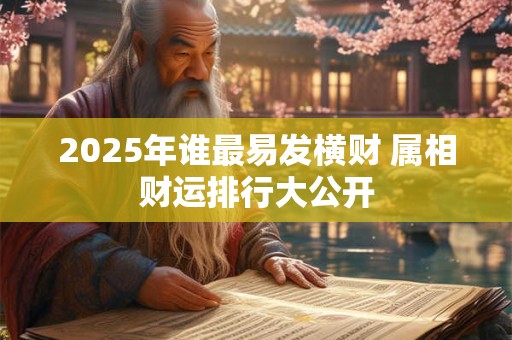 2025年谁最易发横财 属相财运排行大公开