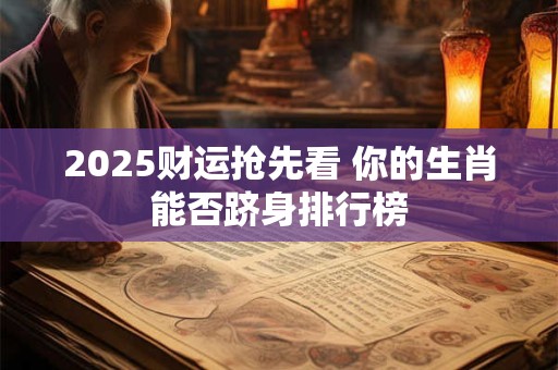 2025财运抢先看 你的生肖能否跻身排行榜