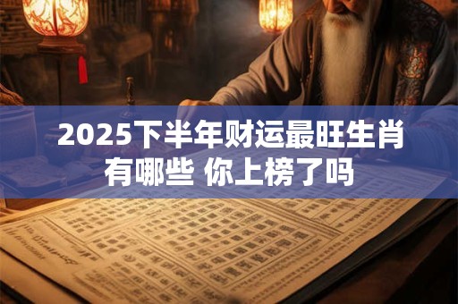 2025下半年财运最旺生肖有哪些 你上榜了吗