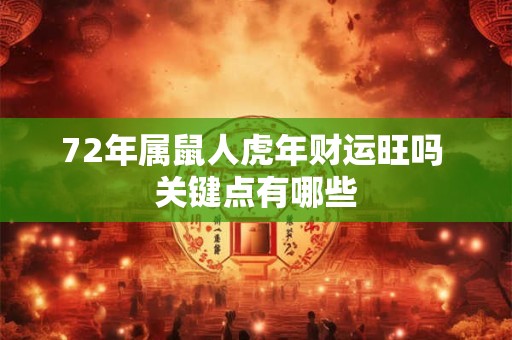 72年属鼠人虎年财运旺吗 关键点有哪些