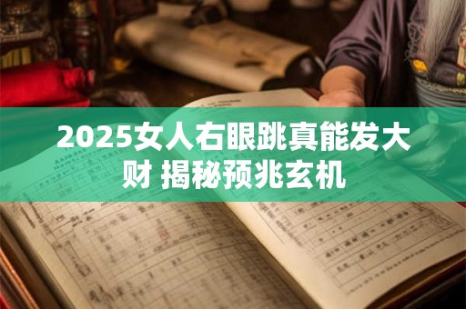 2025女人右眼跳真能发大财 揭秘预兆玄机