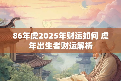 86年虎2025年财运如何 虎年出生者财运解析