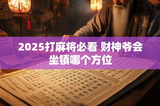 2025打麻将必看 财神爷会坐镇哪个方位
