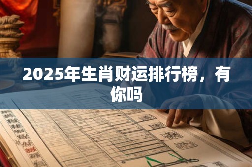 2025年生肖财运排行榜，有你吗