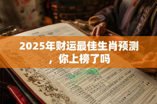2025年财运最佳生肖预测，你上榜了吗