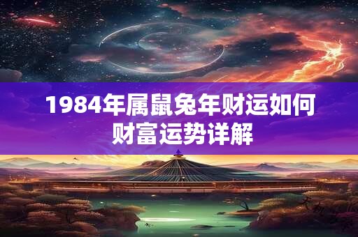 1984年属鼠兔年财运如何 财富运势详解