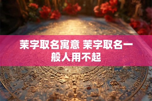 茉字取名寓意 茉字取名一般人用不起