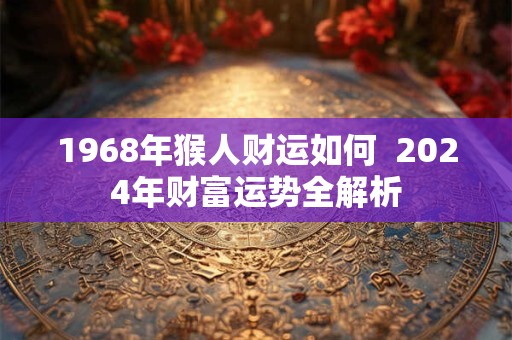 1968年猴人财运如何  2024年财富运势全解析