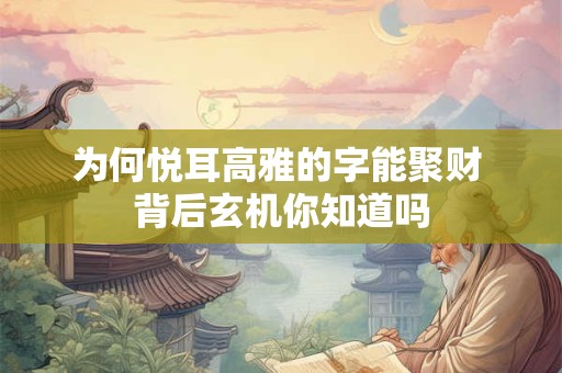 为何悦耳高雅的字能聚财 背后玄机你知道吗