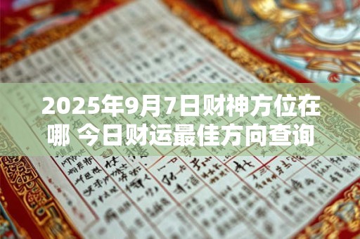 2025年9月7日财神方位在哪 今日财运最佳方向查询
