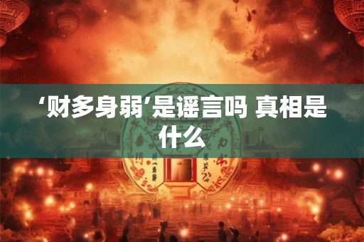 ‘财多身弱’是谣言吗 真相是什么