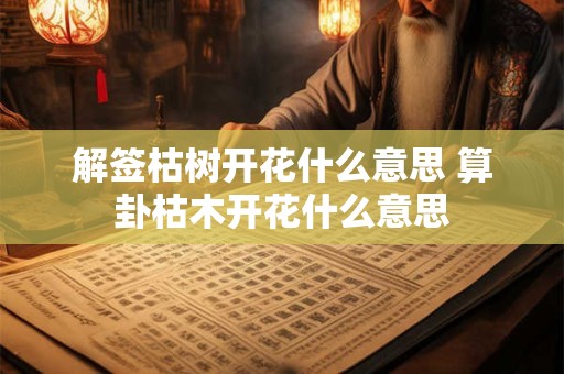 解签枯树开花什么意思 算卦枯木开花什么意思