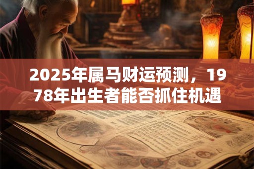 2025年属马财运预测，1978年出生者能否抓住机遇