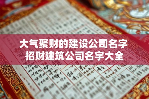 大气聚财的建设公司名字 招财建筑公司名字大全