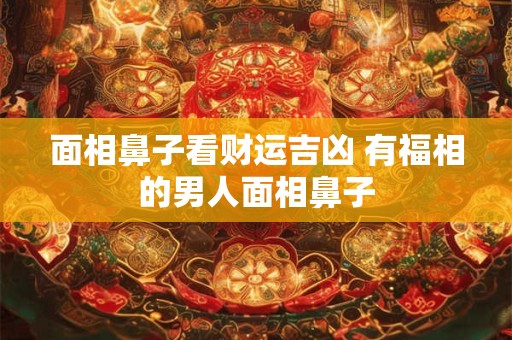 面相鼻子看财运吉凶 有福相的男人面相鼻子