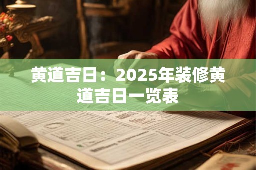 黄道吉日：2025年装修黄道吉日一览表