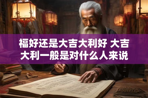 福好还是大吉大利好 大吉大利一般是对什么人来说